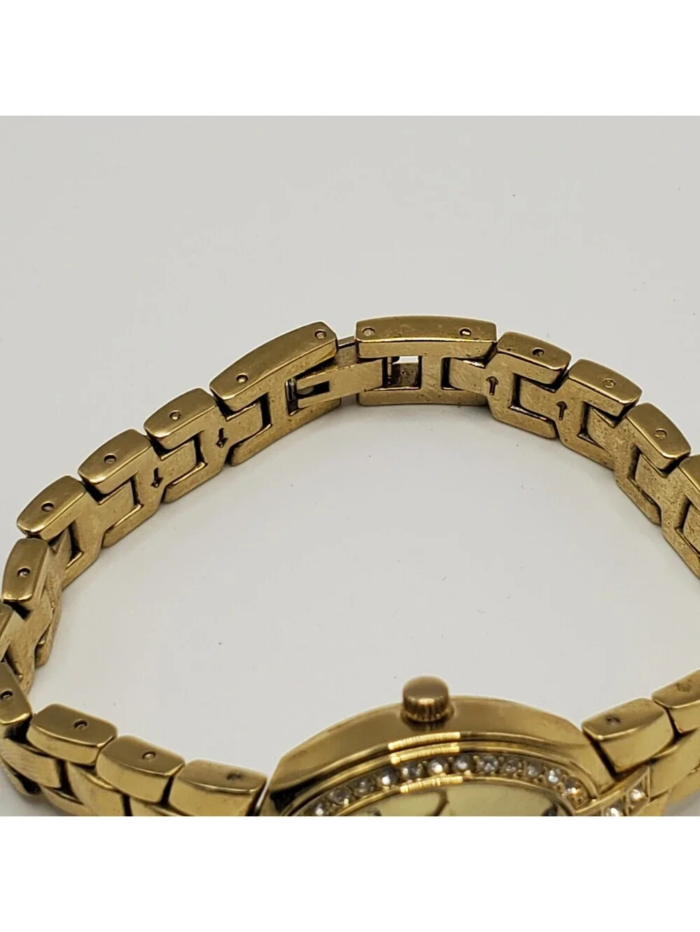 Armitron Rhinestone Bezel Watch Women 20mm Gold Tone New Battery
